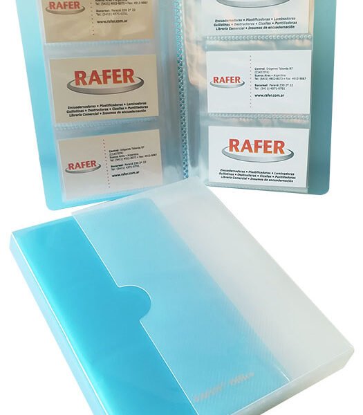 Porta-tarjetas 20 paginas azul/trasl